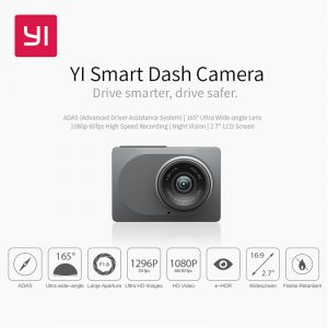 YI Smart Dash Camera International Version WiFi Night Vision HD 1080P 2.7" 165 degree 60fps ADAS Safe Reminder