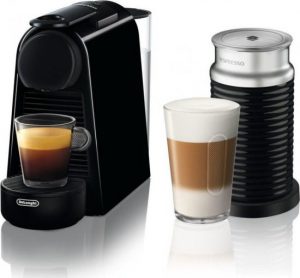 מכונת קפה Nespresso Delonghi Essenza Mini צבע שחור הכוללת מקציף חלב Aeroccino 3