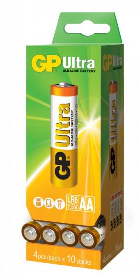 40 סוללות AA לא נטענות דגם Ultra Alkaline של חברת GP